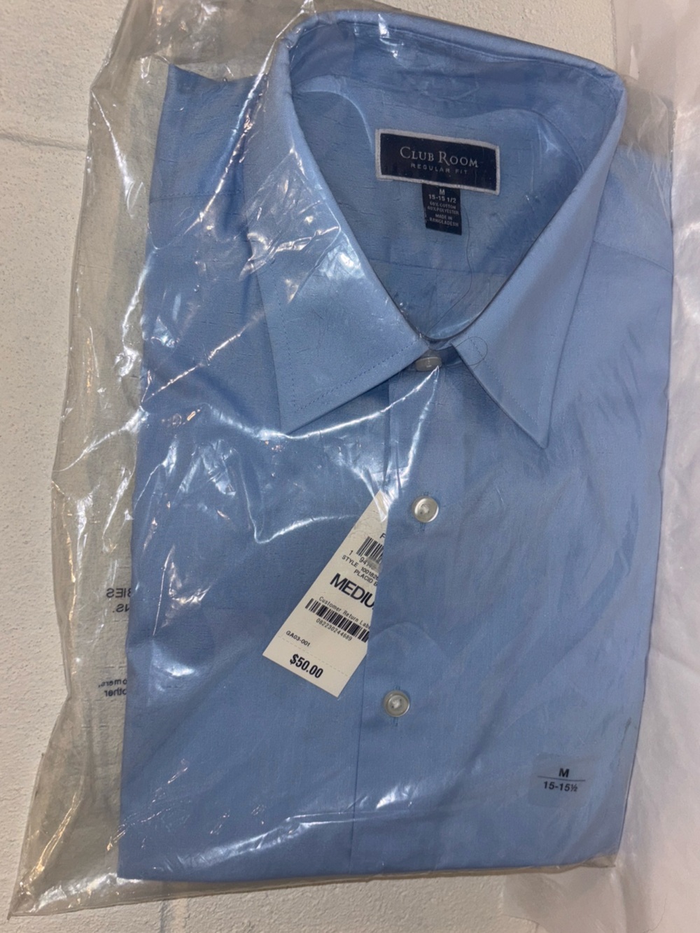 Club Room regular fit dress shirt placid blue size M 15-15.5
